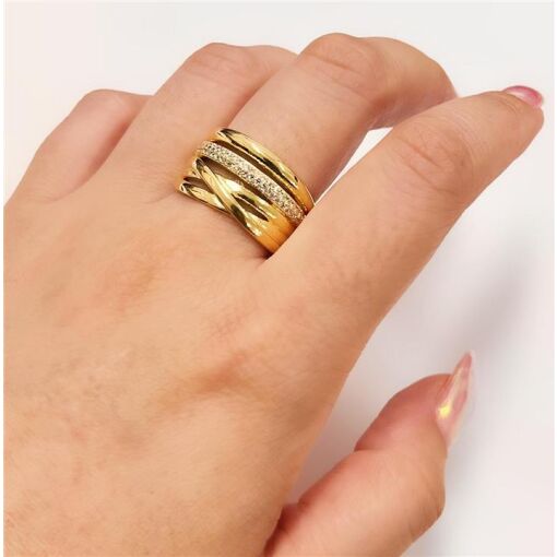 ANEL LISO/CRAV/ENTRELAÇADO FOLHEADO A OURO 18K