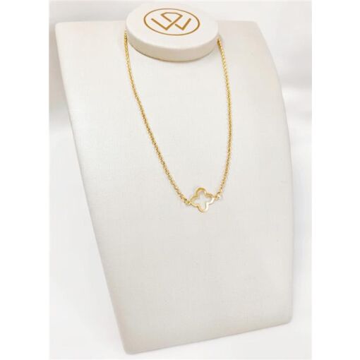 GARG ELOS C/ TREVO VAZ E LISO FOLHEADO A OURO 18K