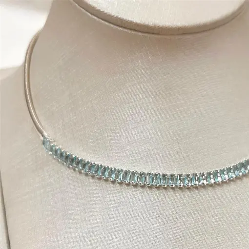 CHOKER DUO C/ ZIRC RET. FOLHEADO A PRATA