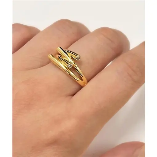 ANEL C/ DETALHE CRUZADO FOLHEADO A OURO 18K