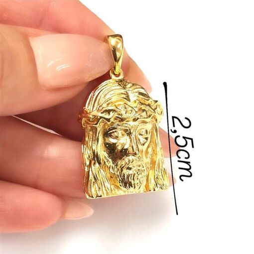 PINGENTE FACE DE JESUS FOLHEADO A OURO 18K