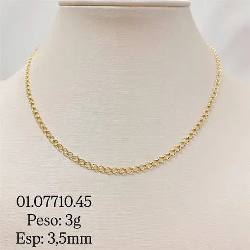 CORRENTE 1X1 3,5MM FOLHEADO A OURO 18K