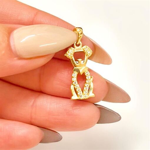 PING DOG CRAVEJADO FOLHEADO A OURO 18K