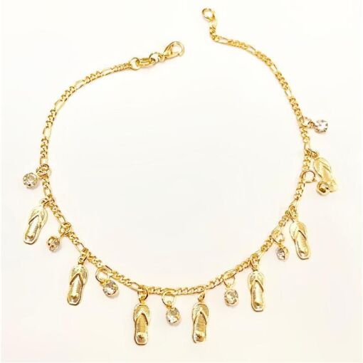 TORN 7 CHINELINHO C/ 6 STRASS 16PP FOLHEADO A OURO 18K