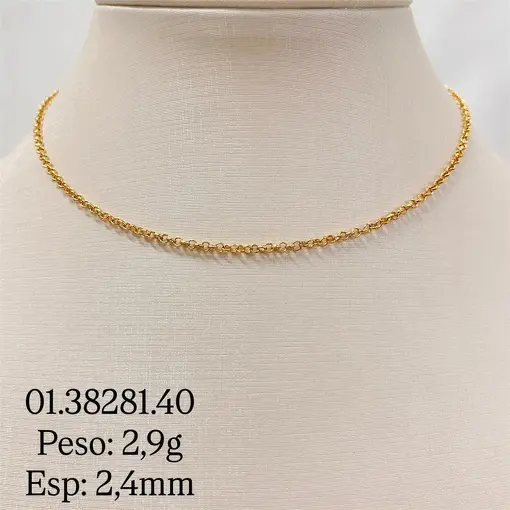 CORRENTE ELO PORTUGUES 2,4 MM FOLHEADO A OURO 18K