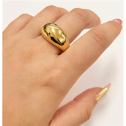 ANEL ABAULADO OCO FOLHEADO A OURO 18K