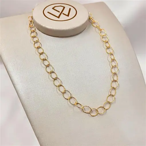 COLAR ELOS REDONDOS  FOLHEADO A OURO 18K