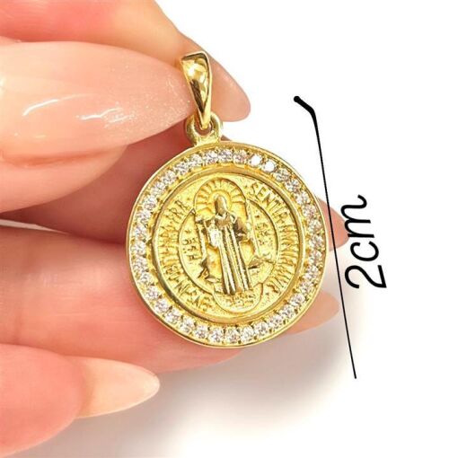 PING 2CM SÃO BENTO CRAV FOLHEADO A OURO 18K