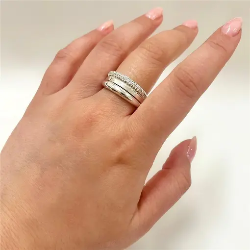 ANEL ARO DUPLO TIPO ALIANÇA  FOLHEADO A PRATA