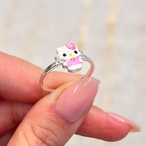 ANEL INF HELLO KITTY RESINADO PRATA 925