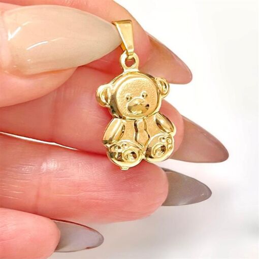 PING URSO C/ GRAVATA FOLHEADO A OURO 18K