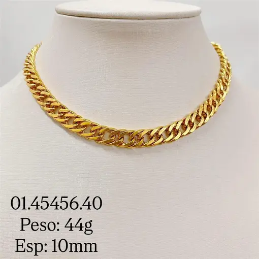 CORRENTE ELO DUPLO 10 MM FOLHEADO A OURO 18K