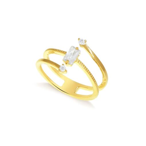 ANEL3 VOLTAS C/ PEDRAS ZIRC FOLHEADO A OURO 18K