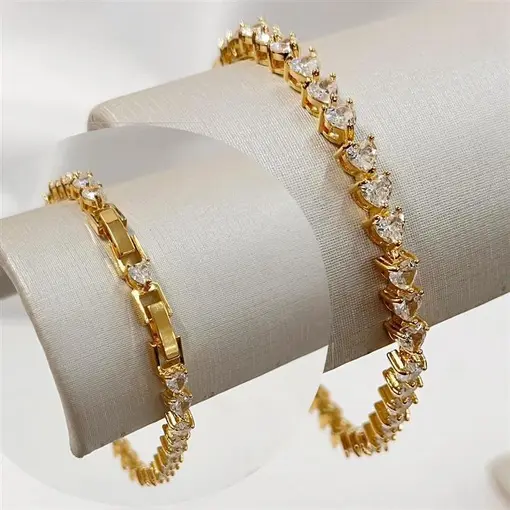 PUL RIVIERA CORAÇÕES 3MM FOLHEADO A OURO 18K