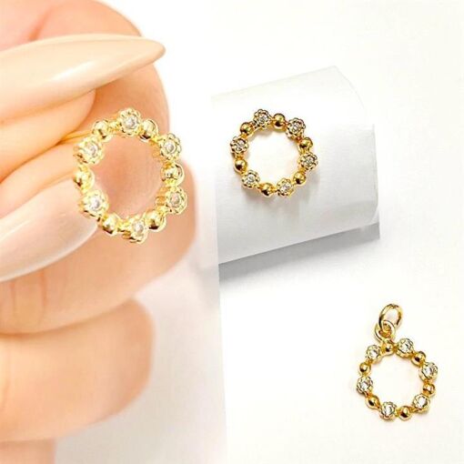 CONJ GUIRLANDA DE FLORES FOLHEADO A OURO 18K