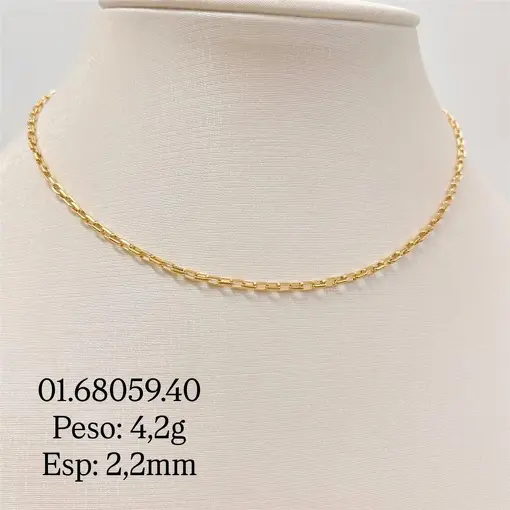 COR CARTIER 2,25MM ELO ARREDONDADO FOLHEADO A OURO 18K