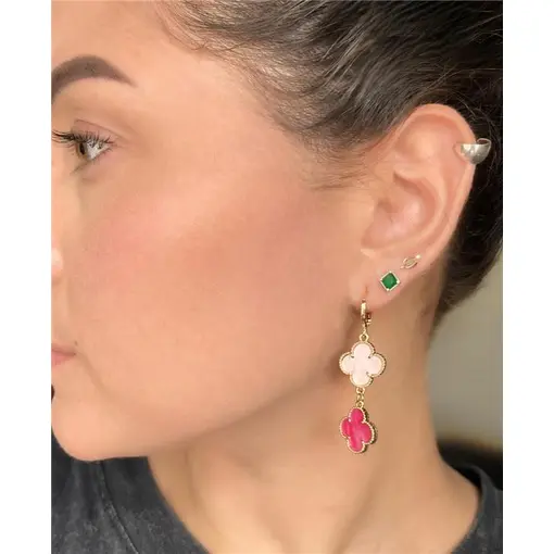 BR CLICK TREVOS TONS ROSADOS  FOLHEADO A OURO 18K