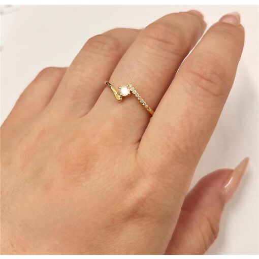 ANEL FINO SOLITARIO CRAV/LISO FOLHEADO A OURO 18K
