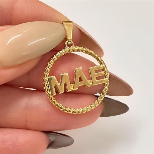 PING MEDALHA MÃE 2CM FOLHEADO A OURO 18K