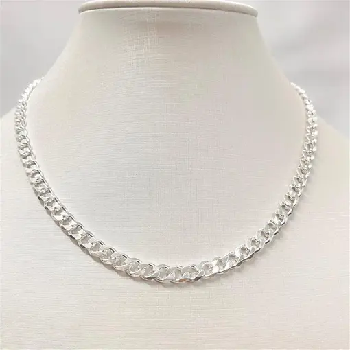 CORRENTE CUBANA DIAMANTA 1X1 7,2MM FOLHEADO A PRATA