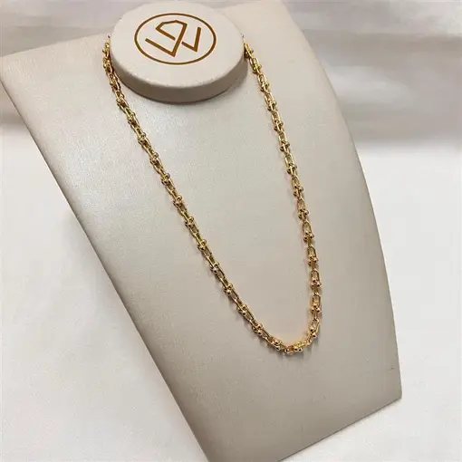 COLAR TIPO TIFFANY ELO 5,4MM FOLHEADO A OURO 18K