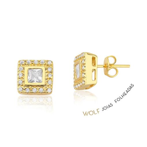 BR PINO QUAD C/ BORDA CRAVEJADA 1CM FOLHEADO A OURO 18K