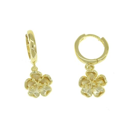 BRINCO ARG C/ PING FLOR FOLHEADO A OURO 18K