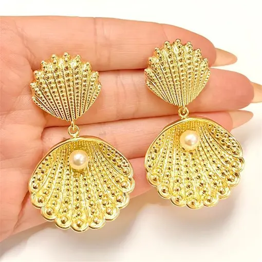 BR CONCHAS DO MAR  FOLHEADO A OURO 18K