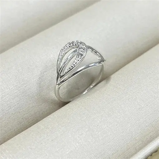 ANEL ELO LISO E CRAVEJADO VAZADO  FOLHEADO A PRATA