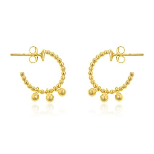 BR 1/2 ARGOLA C/ BOLINHAS FOLHEADO A OURO 18K