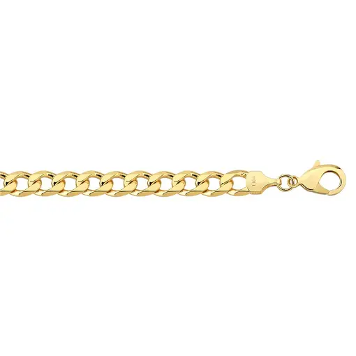CORRENTE CUBANA DIAMANTA 1X1 7,2MM FOLHEADO A OURO 18K