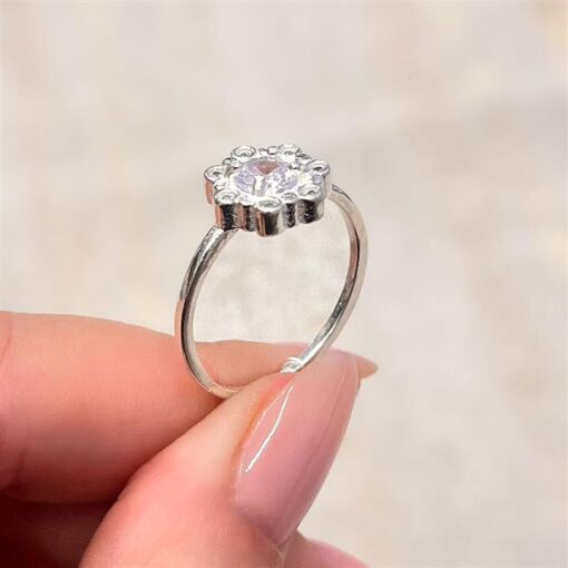 ANEL FLOR C/ PEDRA E ZIRCONIAS PRATA 925