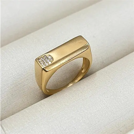 ANEL RETANGULAR C/DET CRV. FOLHEADO A OURO 18K