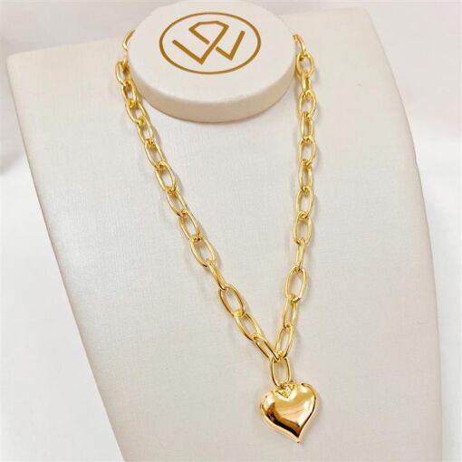 GARG ELOS C/ CORAÇÃO  FOLHEADO A OURO 18K