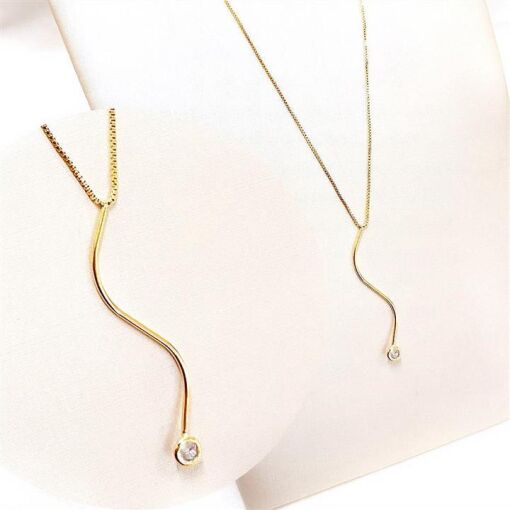 GARG  FINA C/ PONTO DE LUZ FOLHEADO A OURO 18K
