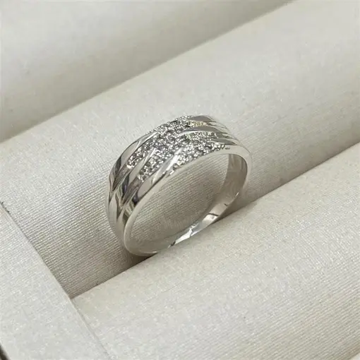 ANEL LARGO CENTRO CRAVEJADO  FOLHEADO A PRATA