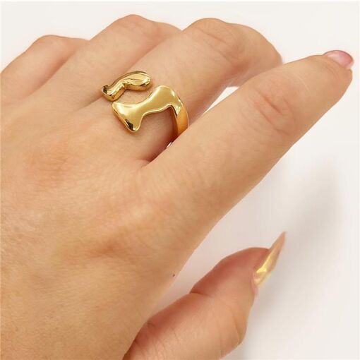 ANEL ABERTO C/ DETALHE ONDULADO FOLHEADO A OURO 18K