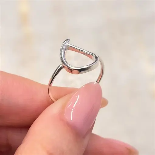 ANEL GOTA LISO VAZADO PRATA 925
