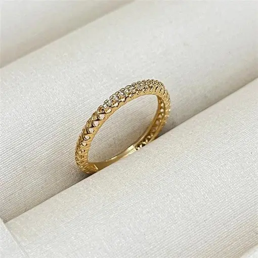 ANEL FINO CRAVEJADO  FOLHEADO A OURO 18K