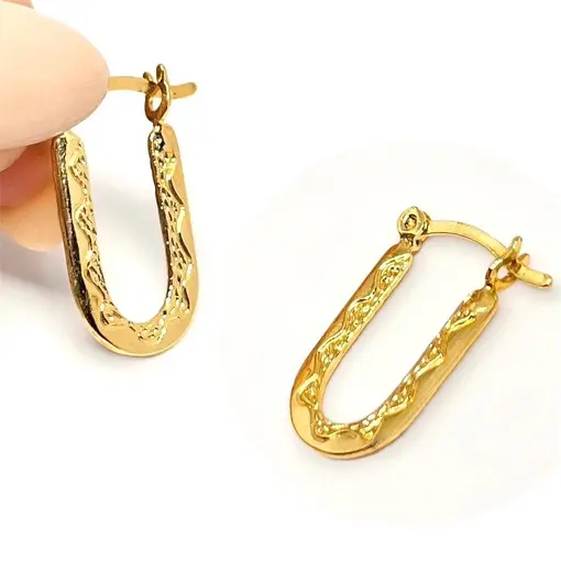 BR ARGOLA FORMATO U C/ TRANQUETA FOLHEADO A OURO 18K
