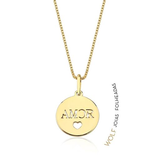 GARG  RED LISO C/ ESC AMOR E CORAÇÃO VAZ 1,5CM FOLHEADO A OURO 1