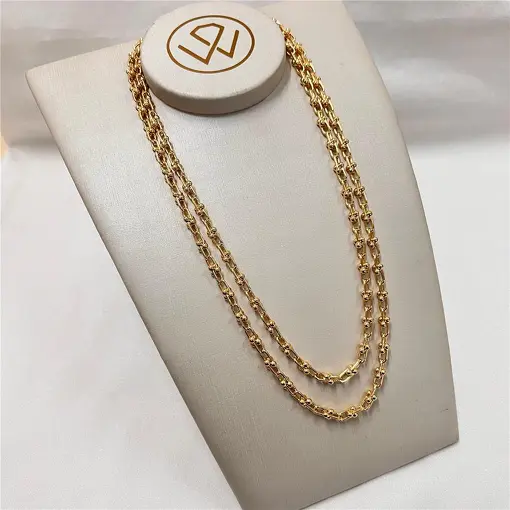 COLAR TIPO TIFFANY ELO 5,4MM FOLHEADO A OURO 18K