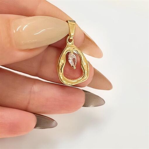 PING ORGANICO OVAL FOLHEADO A OURO 18K
