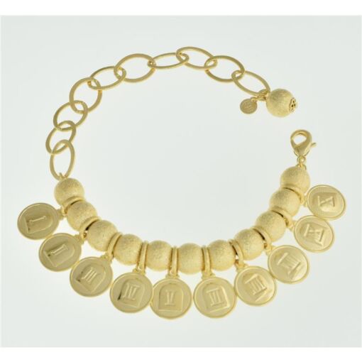 PUL DEZ MANDAMENTOS C/BOLAS CRAQ 8MM FOLHEADO A OURO 18K