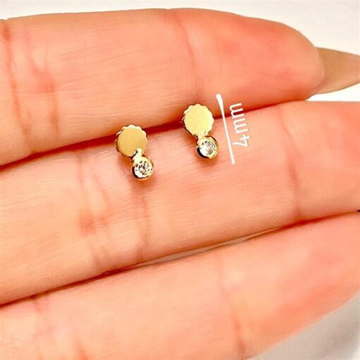 BR PEQ FLORZINHA E PONTO DE LUZ FOLHEADO A OURO 18K