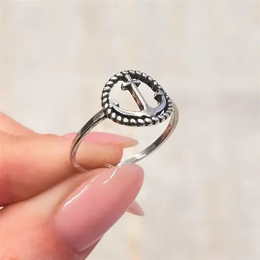 ANEL REDONDO C/ ANCORA PRATA 925