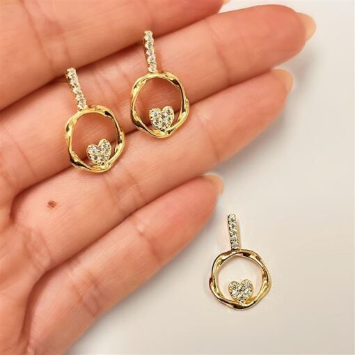 CONJ GUIRLANDA C/ CORAÇÃO FOLHEADO A OURO 18K