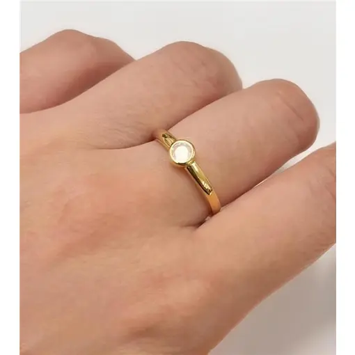 ANEL C/ PEDRA REDONDA  FOLHEADO A OURO 18K