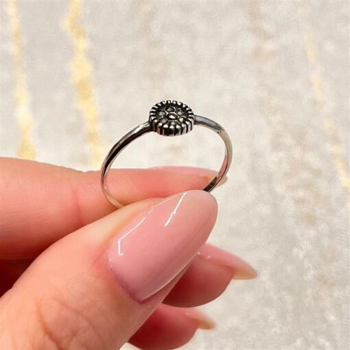 ANEL PEQUENO REDONDO C/ 6 PEDRINHAS PRATA 925