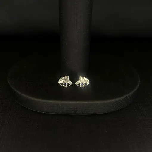 BRINCO OLHO GREGO C/ ZIRCONIA AZUL E CRISTAL PRATA 925